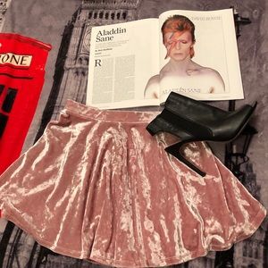 Forever 21 Baby Pink Crushed Velvet Skater skirt